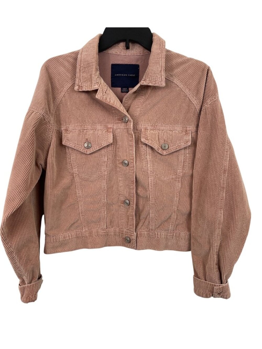 American Eagle Womens Rose Pink Corduroy Button-Front Jacket Medium